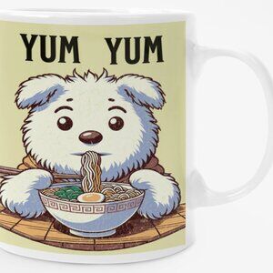 Cute Bear eating Ramen Noodles Double-Sided Ceramic Coffee Mug